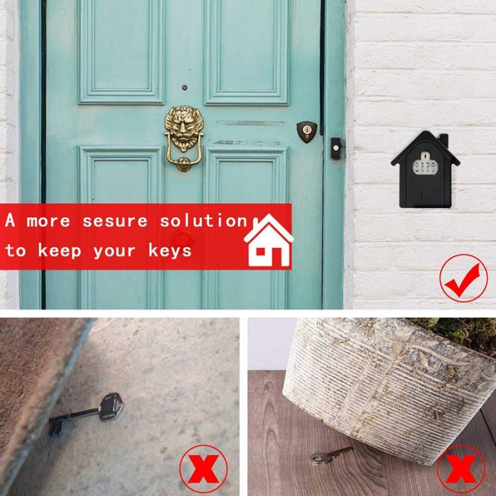 Hut Shape Password Lock Storage Box Security Box Wall Cabinet Safety Box, with 1 Key(Blue)