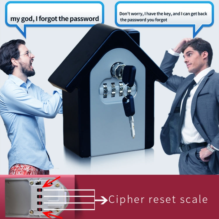 Hut Shape Password Lock Storage Box Security Box Wall Cabinet Safety Box, with 1 Key(Blue)