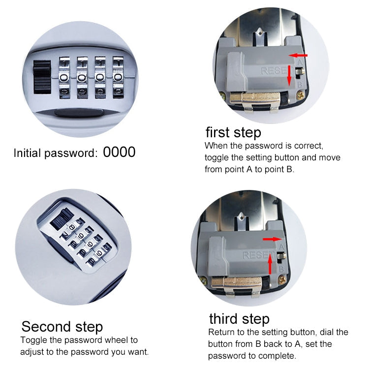 Password Lock Metal Storage Box Door Security Box Wall Cabinet Key Safety Box(Grey)