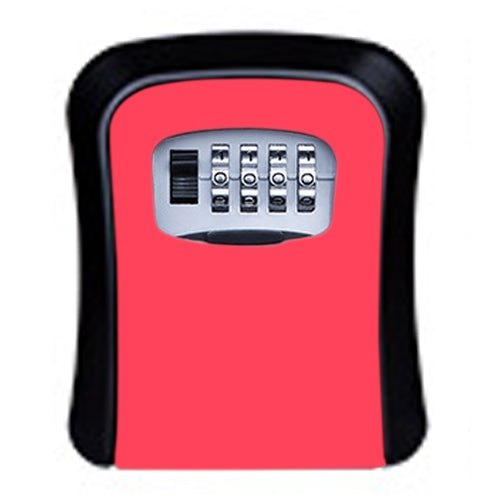 Password Lock Metal Storage Box Door Security Box Wall Cabinet Key Safety Box(Red)