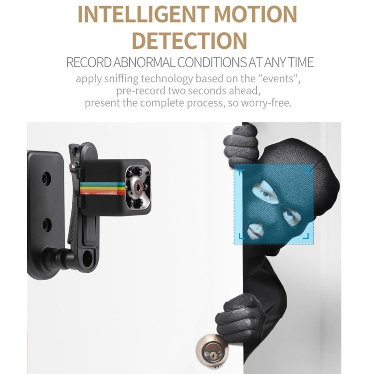 SQ11 Mini DV HD 1080P 2MP Sport Recorder Camera with Holder, Support Monitor Detection & IR Night Vision & TF Card(Black)