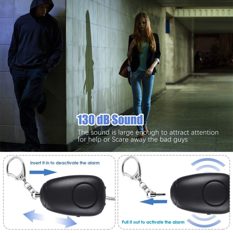 BJY-08 130dB Dual Bright LEDs Personal Alarm Women Self-Defense Alarm (Black)