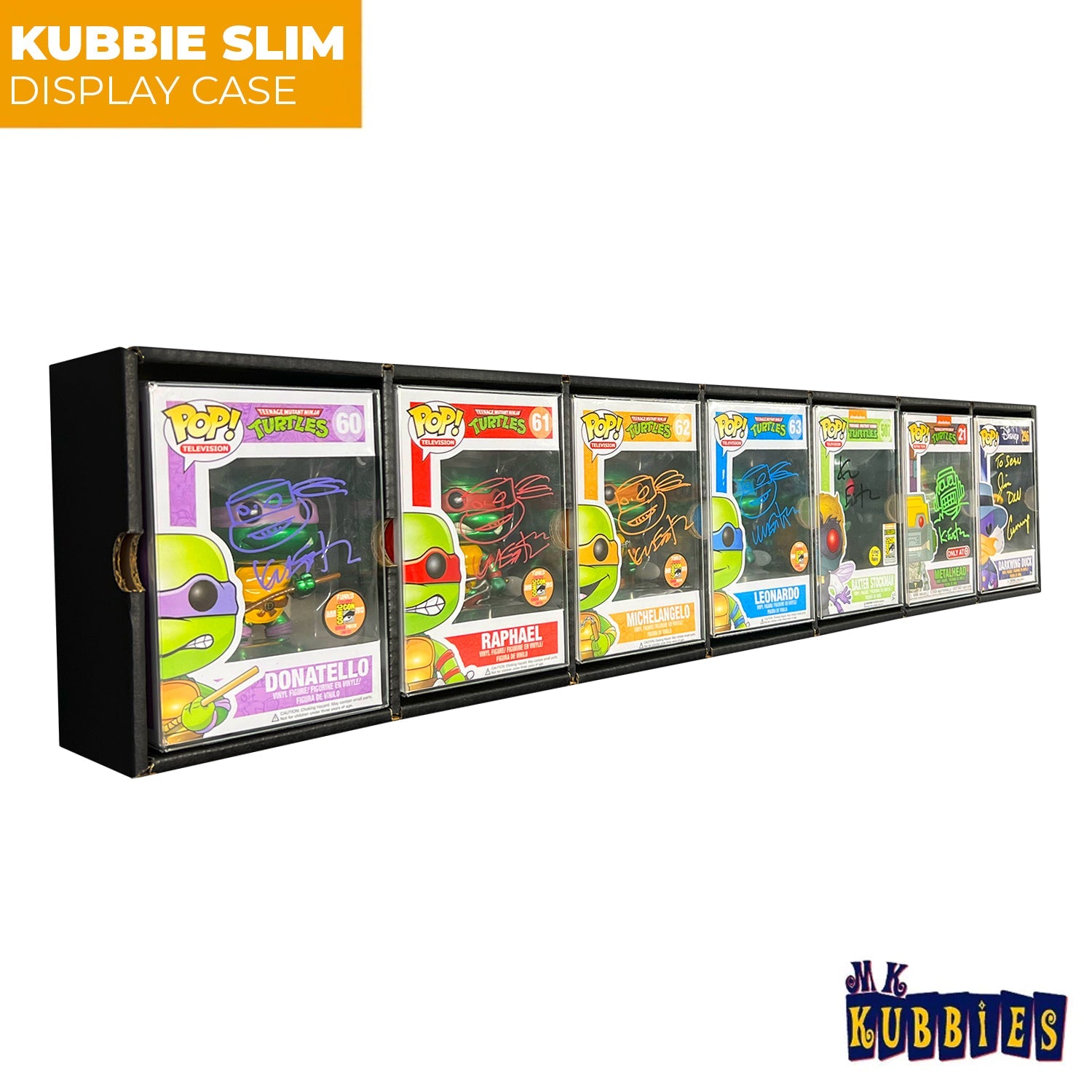 KUBBIE SLIM BLACK (1x7) - In Box Display Case for Funko Pops, Wall Mountable & Stackable Pop Shelf (Cardboard)