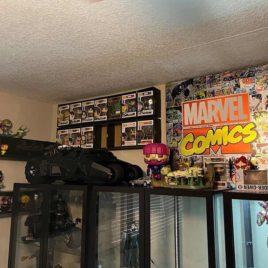 KUBBIE SLIM BLACK (1x7) - In Box Display Case for Funko Pops, Wall Mountable & Stackable Pop Shelf (Cardboard)