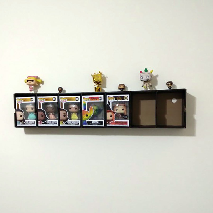 KUBBIE SLIM BLACK (1x7) - In Box Display Case for Funko Pops, Wall Mountable & Stackable Pop Shelf (Cardboard)