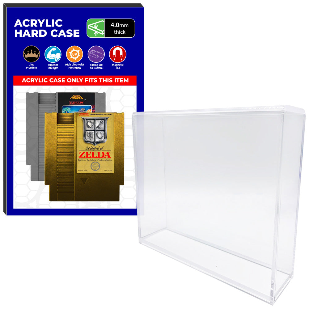 Acrylic Case for NES Nintendo Standard Video Game Cartridges, 4mm thick, UV Resistant & Magnetic Slide Bottom