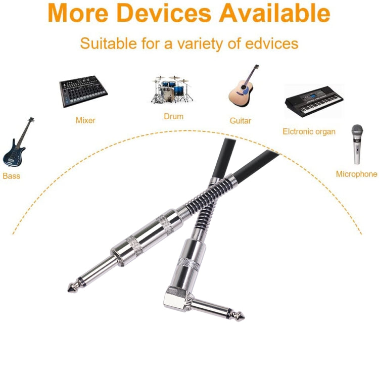 TC048SL 6.35mm Plug Straight to Elbow Electric Guitar Audio Cable, Cable Length:3m