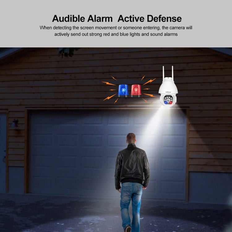 SriHome SH039B 3MP Sound and Light Alarm IP66 Waterproof Dome Camera, US Plug