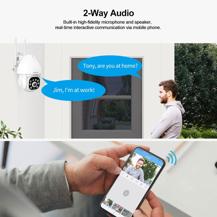 SriHome SH039B 3MP Sound and Light Alarm IP66 Waterproof Dome Camera, UK Plug