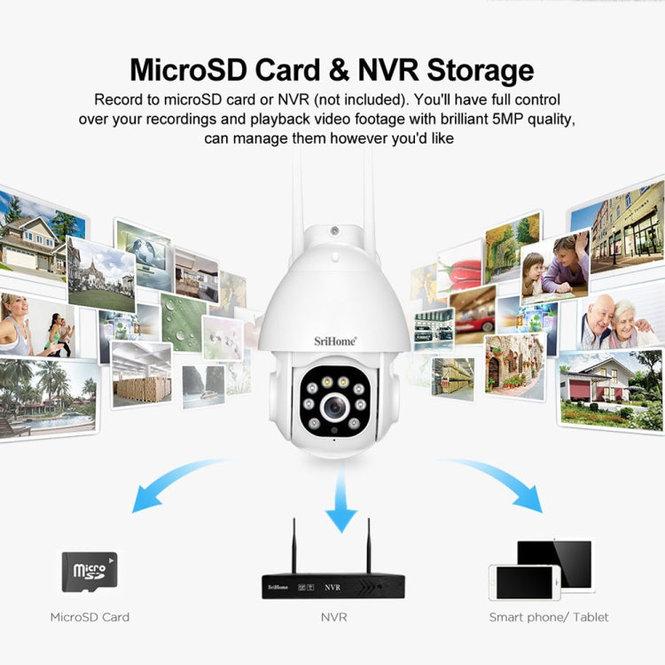 SriHome SH039B 3MP Sound and Light Alarm IP66 Waterproof Dome Camera, AU Plug