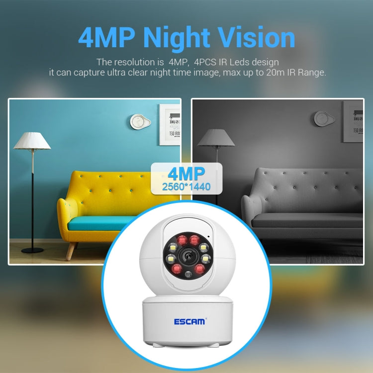 ESCAM QF005 4MP Indoor HD WiFi Pan-tilt Camera, Support Motion Detection / Two-way Audio / Night Vision(EU Plug)