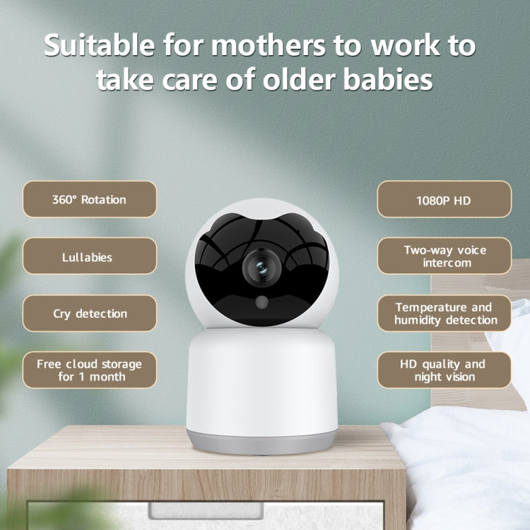 YT51 1920x1080 Home Baby Wireless Camera, Support Infrared Night Vision / Baby Crying Detection, with Temperature and Humidity Sensor, AU Plug(White)