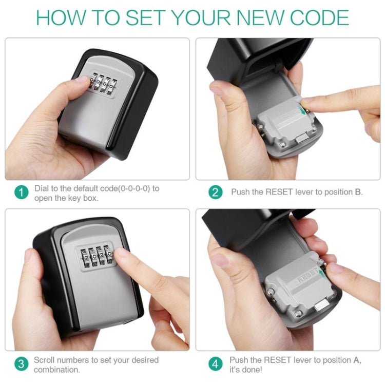 G9 4-digit Password Aluminum Alloy Key Storage Box(Black)