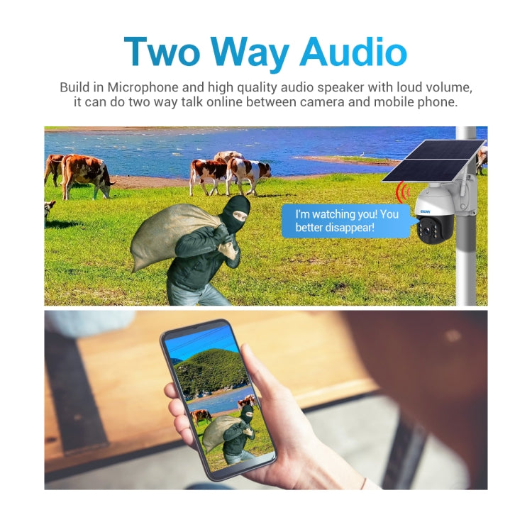 ESCAM QF624 3MP HD IP66 Waterproof WiFi Solar Panel PT IP Camera without Battery