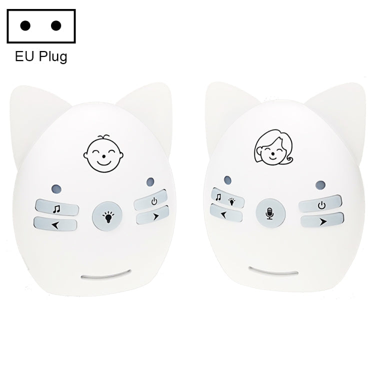 V30 Wireless Audio Baby Monitor Support Voice Monitoring + Intercom + Night Light without Battery, Plug Type:EU Plug(White)