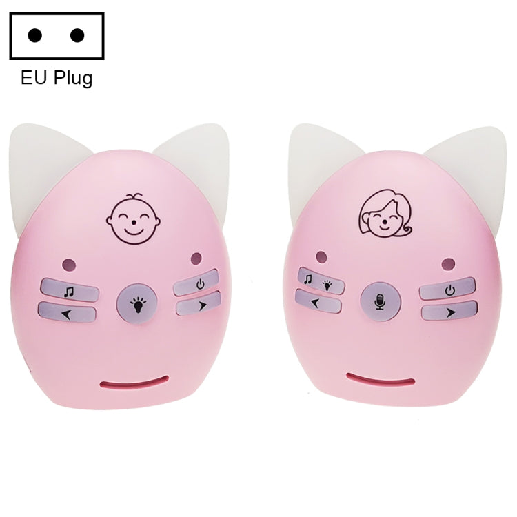 V30 Wireless Audio Baby Monitor Support Voice Monitoring + Intercom + Night Light without Battery, Plug Type:EU Plug(Pink)