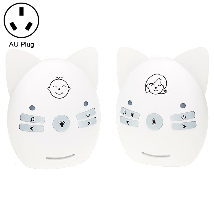 V30 Wireless Audio Baby Monitor Support Voice Monitoring + Intercom + Night Light without Battery, Plug Type:AU Plug(White)