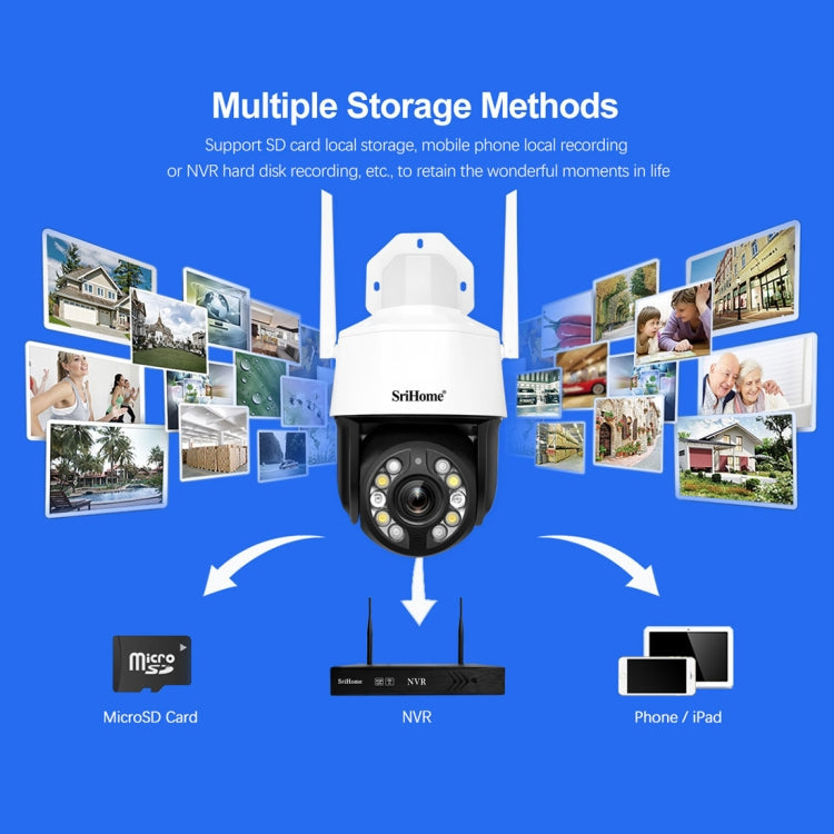 SriHome SH041 5.0MP 20X Optical Zoom 2.4G/5G WiFi IP66 Waterproof AI Auto Tracking H.265 Video Surveillance, Plug Type:UK Plug(White)