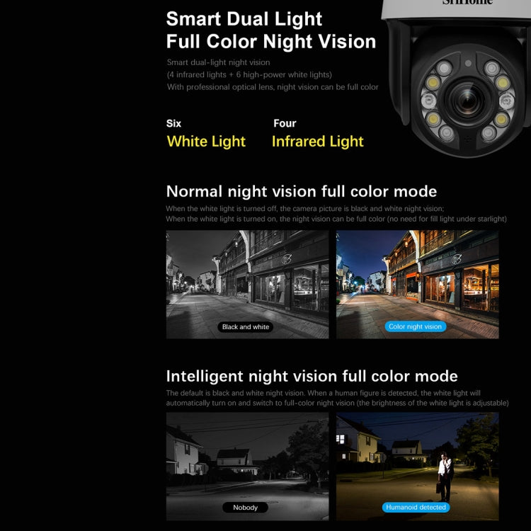 SriHome SH041 5.0MP 20X Optical Zoom 2.4G/5G WiFi IP66 Waterproof AI Auto Tracking H.265 Video Surveillance, Plug Type:AU Plug(White)