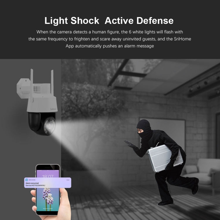 SriHome SH041 5.0MP 20X Optical Zoom 2.4G/5G WiFi IP66 Waterproof AI Auto Tracking H.265 Video Surveillance, Plug Type:AU Plug(White)
