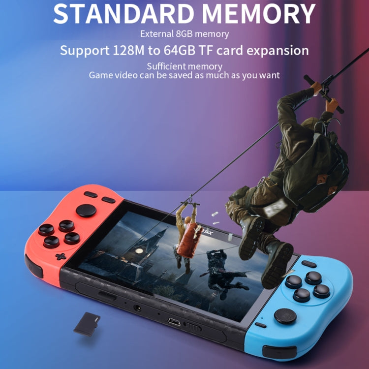 X50 5.1 inch Screen Handheld Retro Game Console 8G Memory with 6000+ Games(Red+Blue)