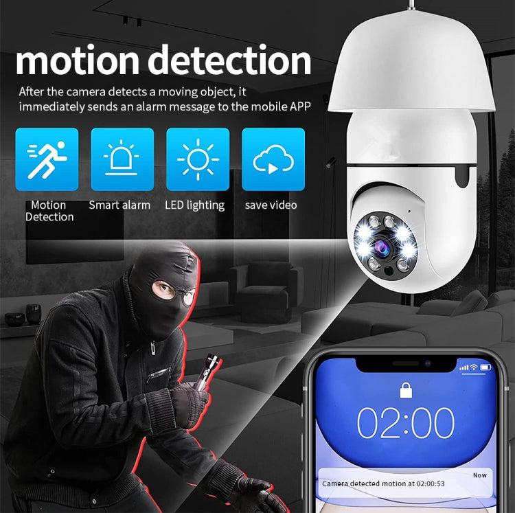 A6 2MP HD Light Bulb WiFi Camera Support Motion Detection/Two-way Audio/Night Vision/TF Card With 16G Memory Card