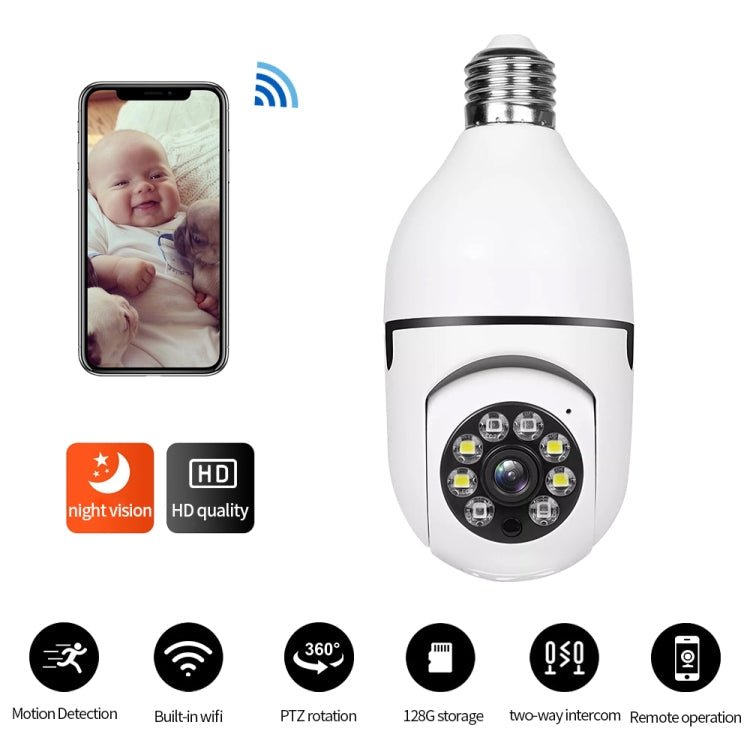 A6 2MP HD Light Bulb WiFi Camera Support Motion Detection/Two-way Audio/Night Vision/TF Card With 32G Memory Card