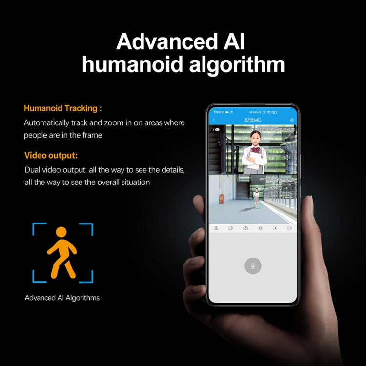 SriHome SH034C 4.0MP AI Humanoid Tracking WiFi Outdoor Surveillance Camera(US Plug)