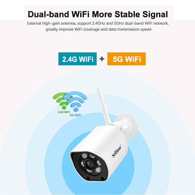 SriHome SH034C 4.0MP AI Humanoid Tracking WiFi Outdoor Surveillance Camera(US Plug)