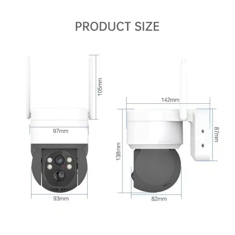 T34 2MP HD IP66 Waterproof Wireless WiFi Solar Camera(White)