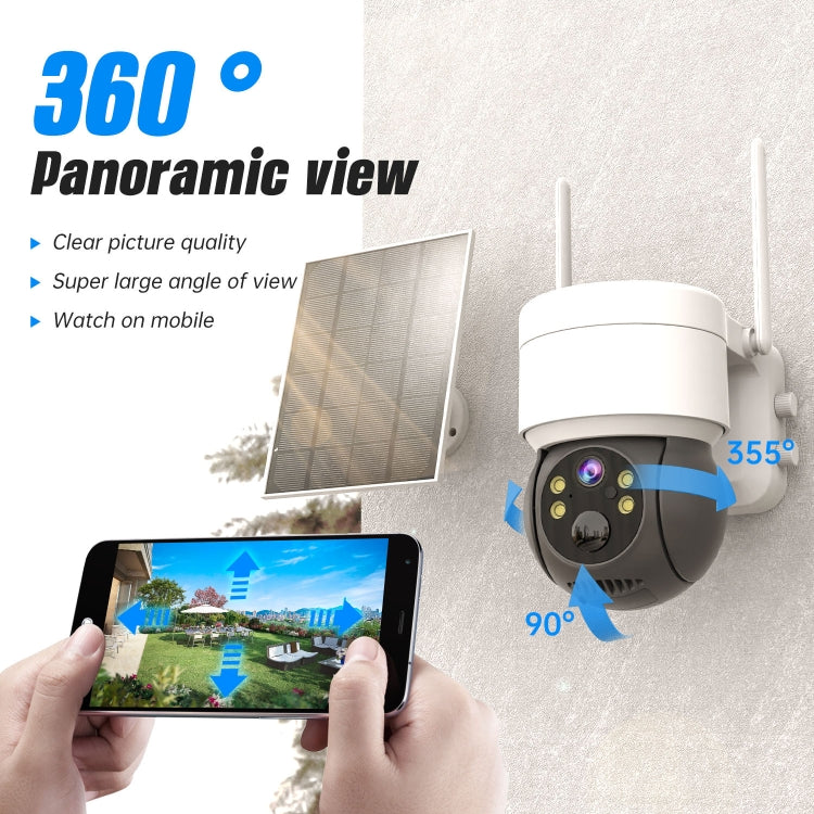 T34 2MP HD IP66 Waterproof Wireless WiFi Solar Camera(White)