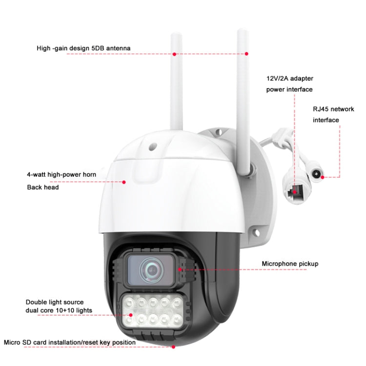 QX67 3MP Humanoid Recognition AI Alarm WiFi Dome IP Camera, EU Plug