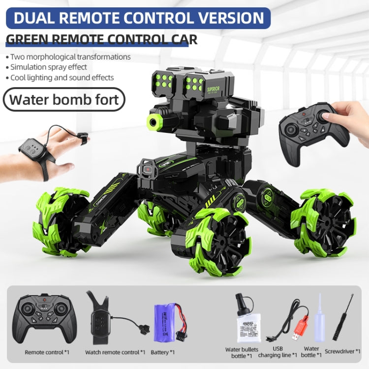 DM-528 Four-wheel Battle Blooming Tire Spray Remote Control Car, Specification:Dual Control Water Bomb(Green)