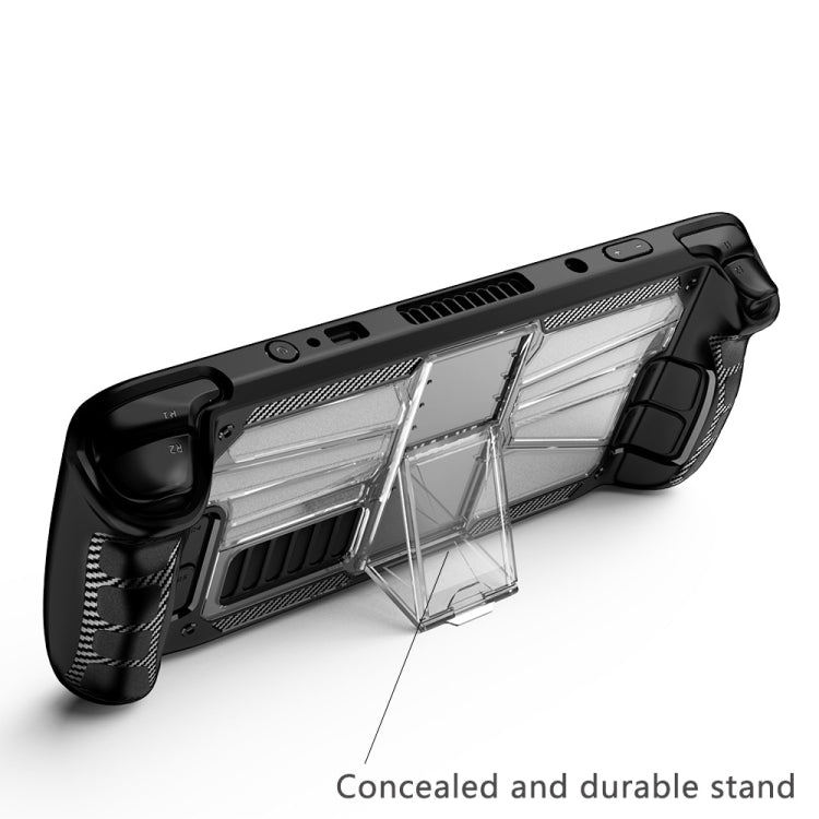 For Steam Deck Shockproof PC + TPU Game Console Protective Case with Holder(Black+Transparent)
