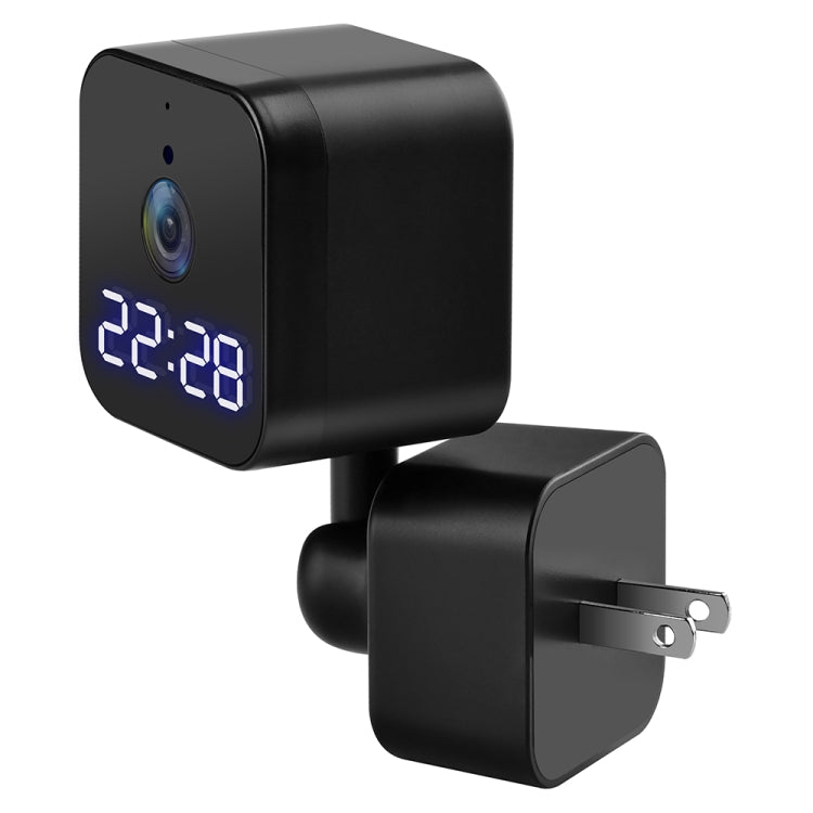DP27 1080P Clock Plug Card WiFi Camera, Support Two-way Voice Intercom & Mobile Monitoring, Specification:US Plug(Black)