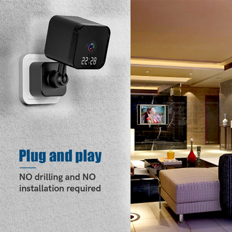 DP27 1080P Clock Plug Card WiFi Camera, Support Two-way Voice Intercom & Mobile Monitoring, Specification:US Plug(Black)