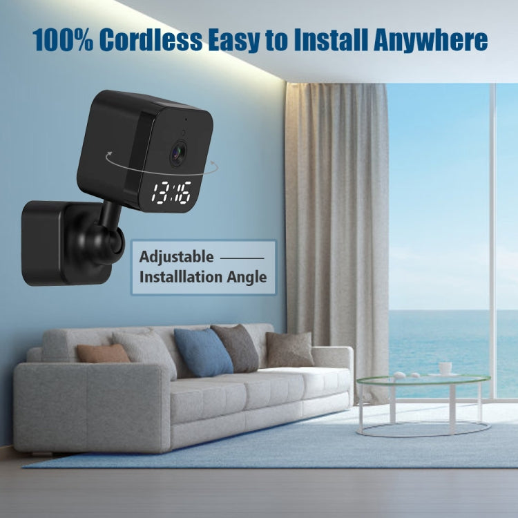 DP27 1080P Clock Plug Card WiFi Camera, Support Two-way Voice Intercom & Mobile Monitoring, Specification:US Plug(Black)