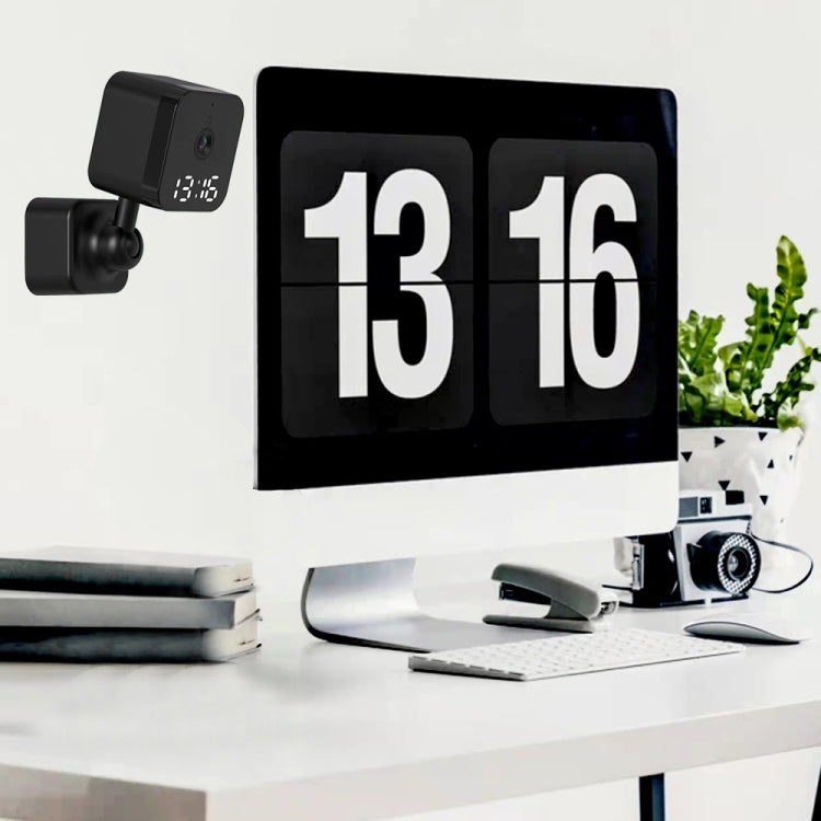 DP27 1080P Clock Plug Card WiFi Camera, Support Two-way Voice Intercom & Mobile Monitoring, Specification:US Plug(Black)