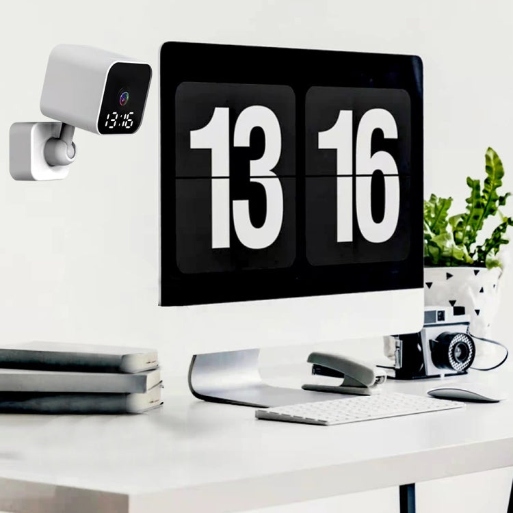 DP27 1080P Clock Plug Card WiFi Camera, Support Two-way Voice Intercom & Mobile Monitoring, Specification:US Plug(White)