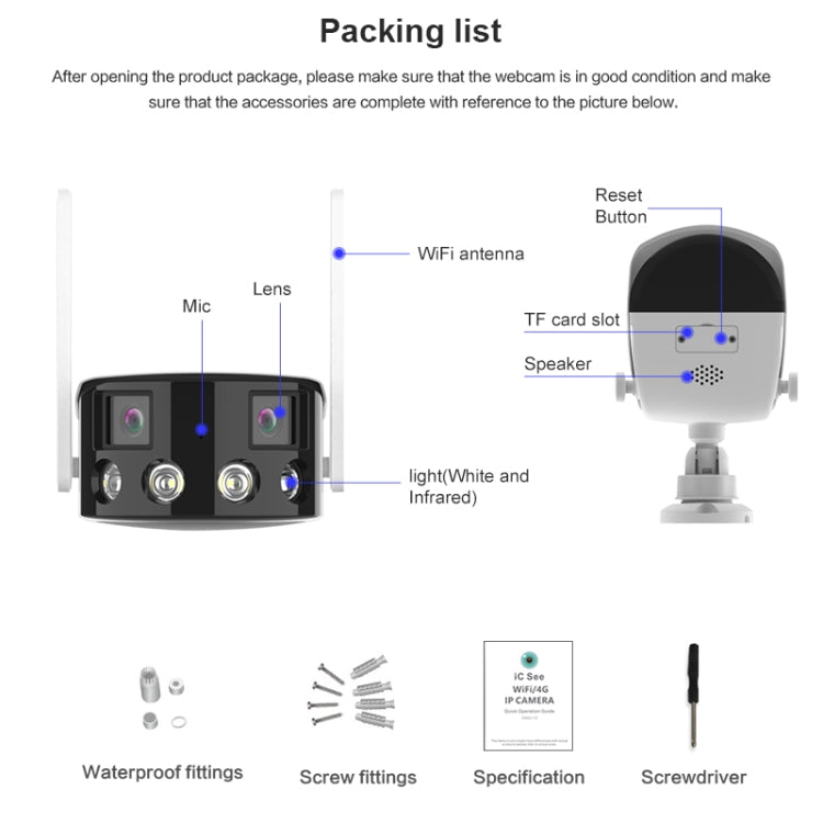 Q38 WIFI Humanoid Recognition AI Alarm 180 Degree Dual 2MP IP Camera, Plug:UK Plug