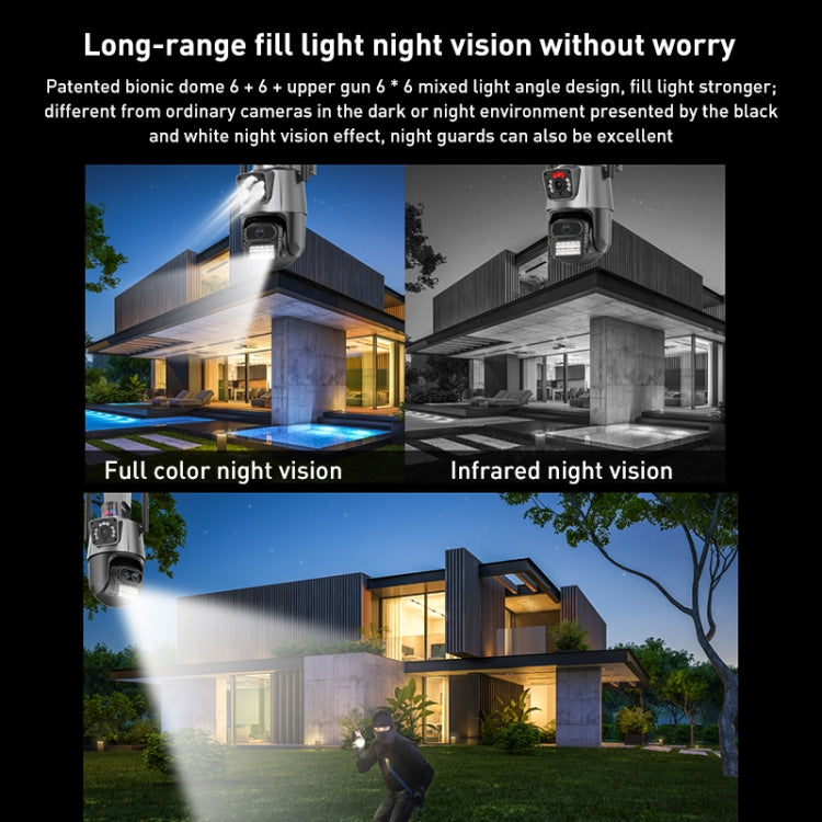 QX81 Humanoid Recognition AI Alarm WIFI Spherical Dual 2MP IP Camera, Plug:UK Plug