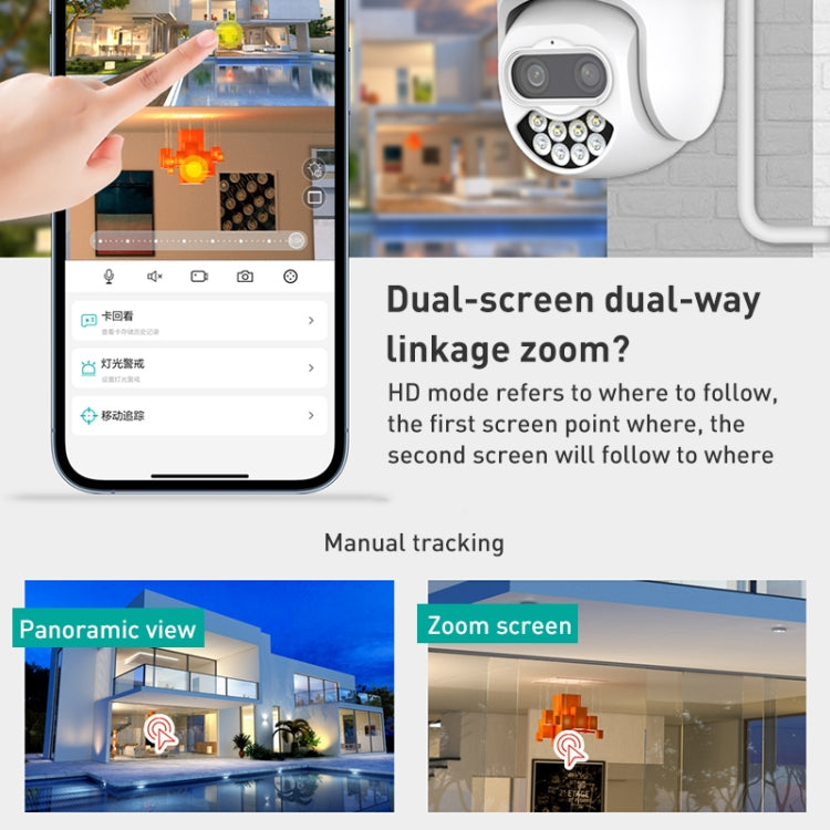 QX82 400W Dual Screen Dual Channel Synchronous Monitoring IP Camera, Plug:AU Plug