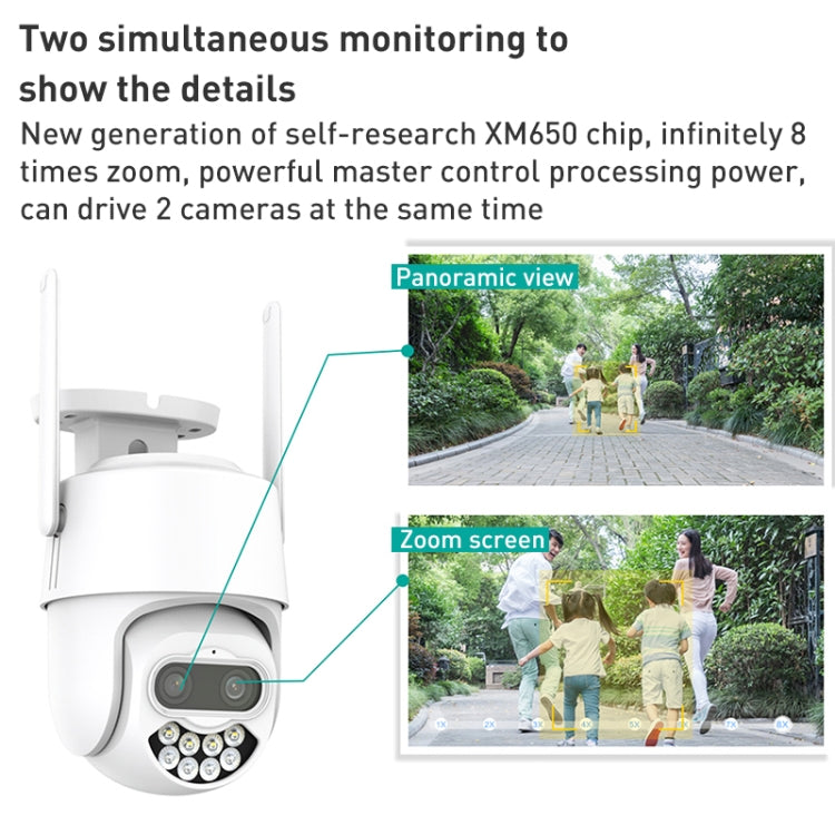 QX82 400W Dual Screen Dual Channel Synchronous Monitoring IP Camera, Plug:UK Plug