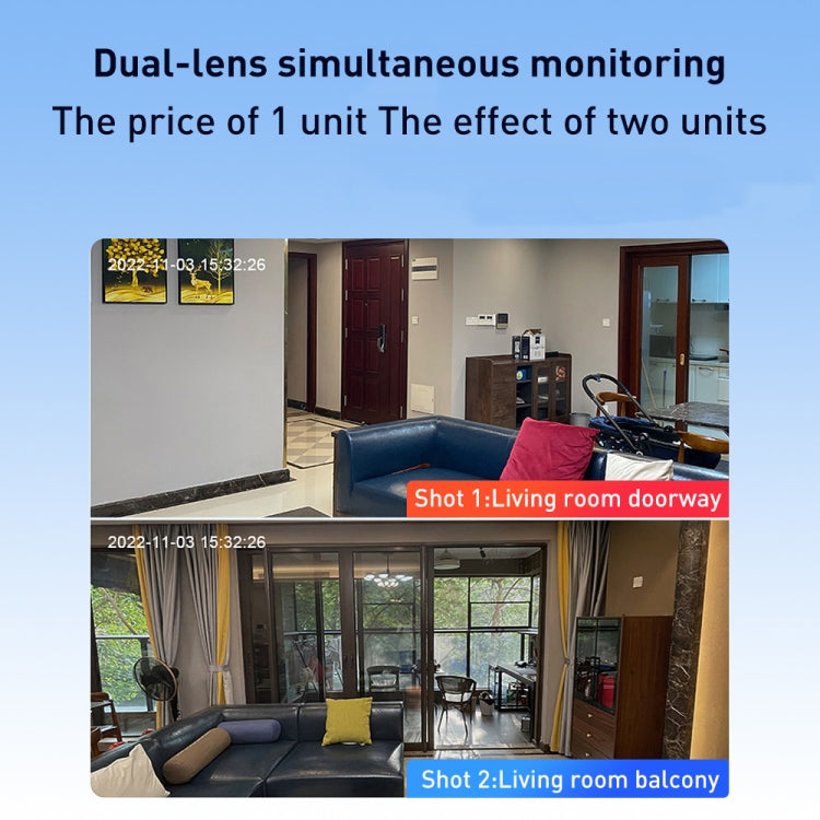 YT66 Dual 2MP Wireless Smart PTZ Camera, Plug:EU Plug