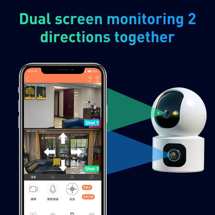 YT66 Dual 2MP Wireless Smart PTZ Camera, Plug:EU Plug