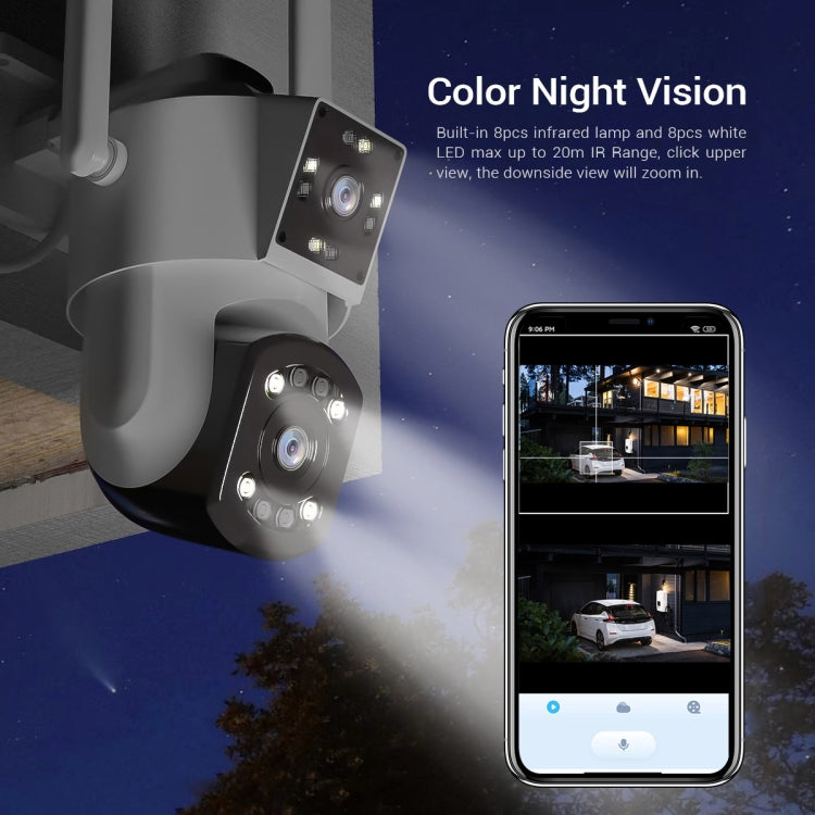 ESCAM PT210 2x3MP Dual Lens Dual Screen Monitor WiFi Camera Support Two-way Voice & Motion Detection & Cloud Storage(AU Plug)