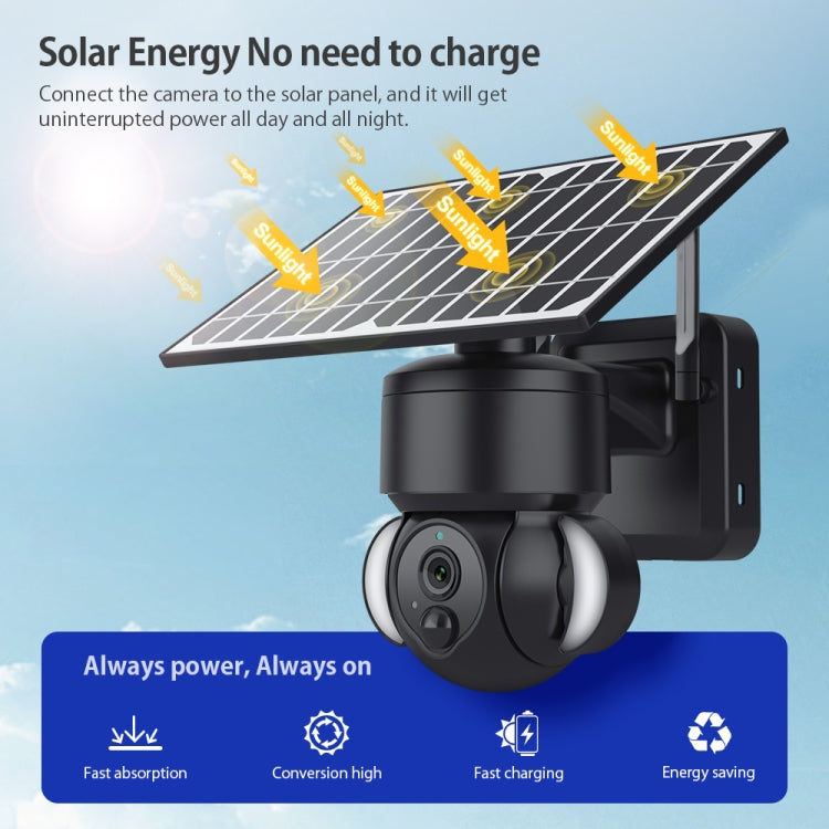 SHIWOJIA IP66 Waterproof 4G 3MP Solar Dome IP Camera, Two-way Audio & PIR Motion Detection & Night Vision, Version:EU(Black)
