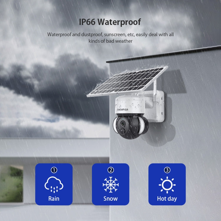 SHIWOJIA IP66 Waterproof 4G 3MP Solar Dome IP Camera, Two-way Audio & PIR Motion Detection & Night Vision, Version:AU(White)