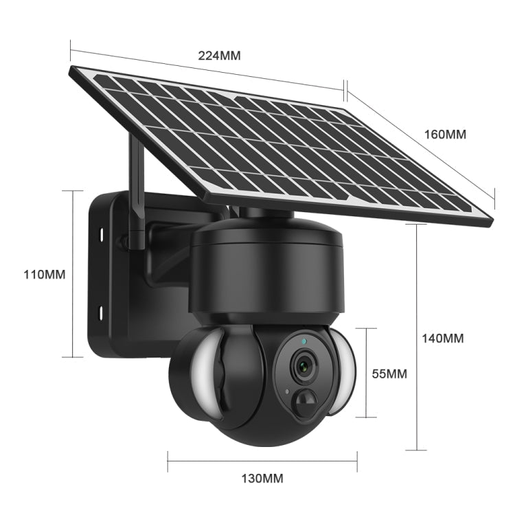 SHIWOJIA IP66 Waterproof 4G 3MP Solar Dome IP Camera, Two-way Audio & PIR Motion Detection & Night Vision, Version:US(Black)
