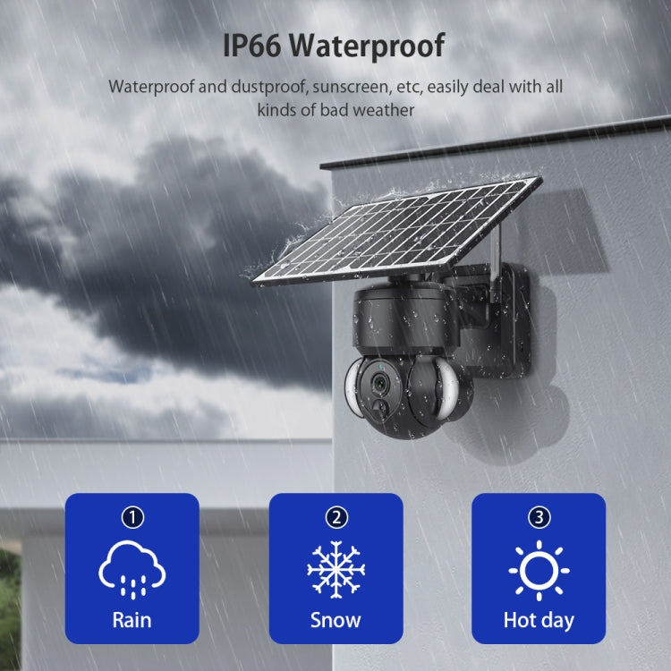 SHIWOJIA IP66 Waterproof 4G 3MP Solar Dome IP Camera, Two-way Audio & PIR Motion Detection & Night Vision, Version:US(Black)